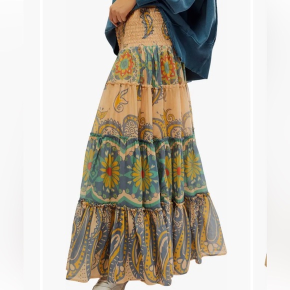 Free people Super Thrills Print Tiered Maxi Skirt - Picture 4 of 7